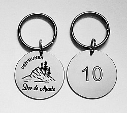 Breloc inox personalizat cu laser,pentru hotel,motel,pensiune.